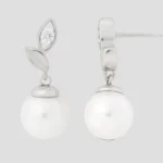 Pendientes Hojas con Perla