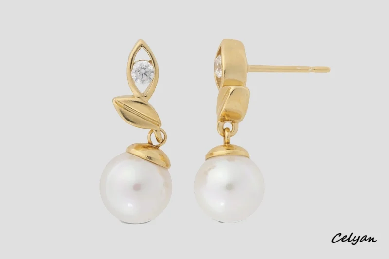 Pendientes Hojas Oro Majorica